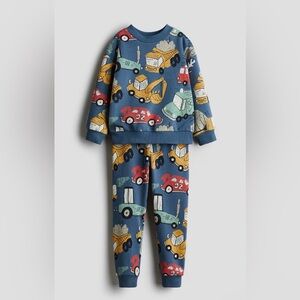 H&M Blue Vehicle Print Tracksuit Set 2-3T